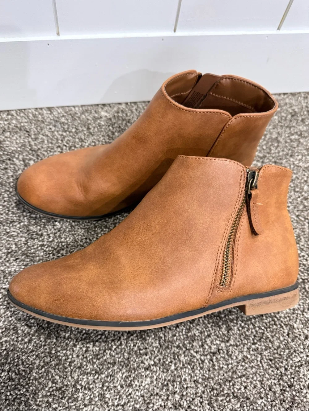 Cat & Jack Cognac Side-Zip Ankle Booties